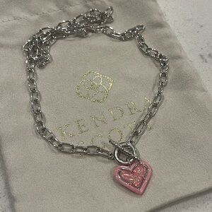 Kendra Scott Silver Ari Heart Enamel Frame Pendant Necklace